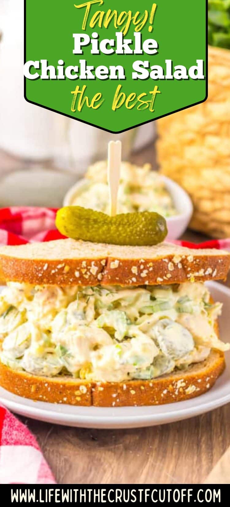 pickle chicken salad with shredded chicken pickles and creamy dressing