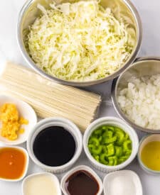 Ingredients for homemade Panda Express chow mein recipe.