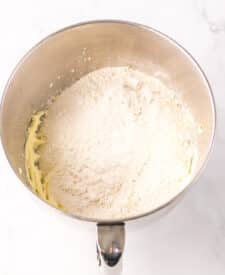 Flour added to lemon lime meltaway cookie dough.
