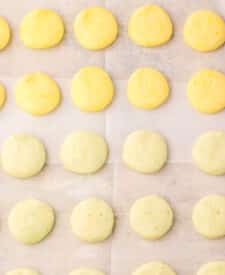 Unbaked lemon lime meltaway cookies ready for the oven.