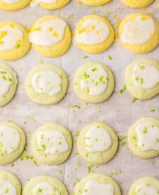 Lemon lime meltaway cookies topped with citrus glaze.