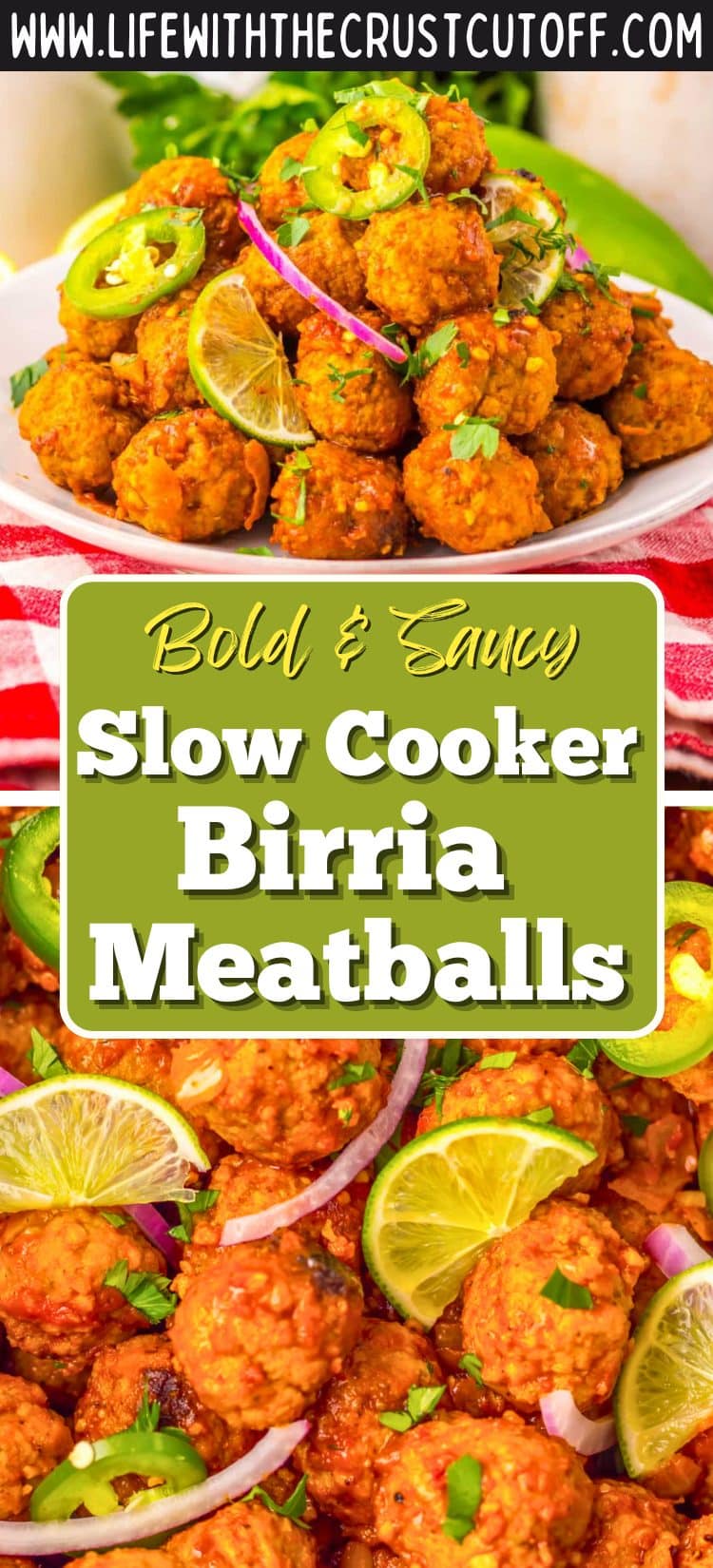 slow cooker birria meatballs in rich spicy red sauce