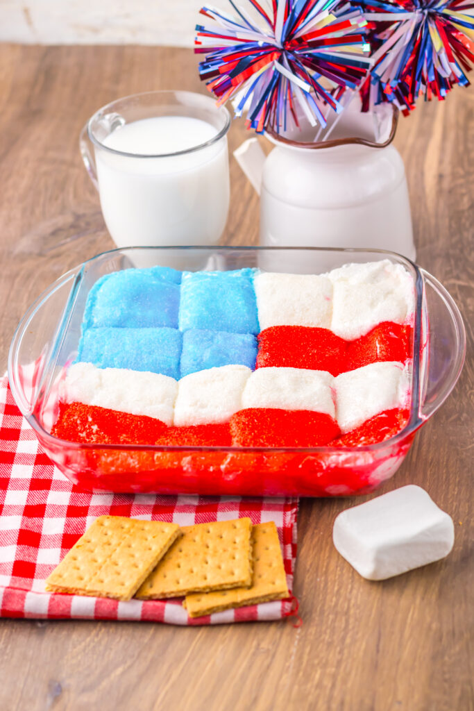 4th of July S'mores Dip dessert served for summer parties and Independence Day celebrations.
