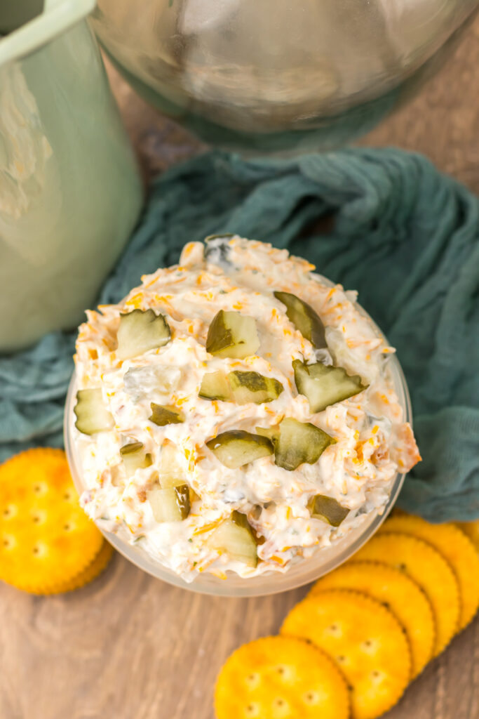 Creamy Viral Pickle Dip served as an easy party appetizer.