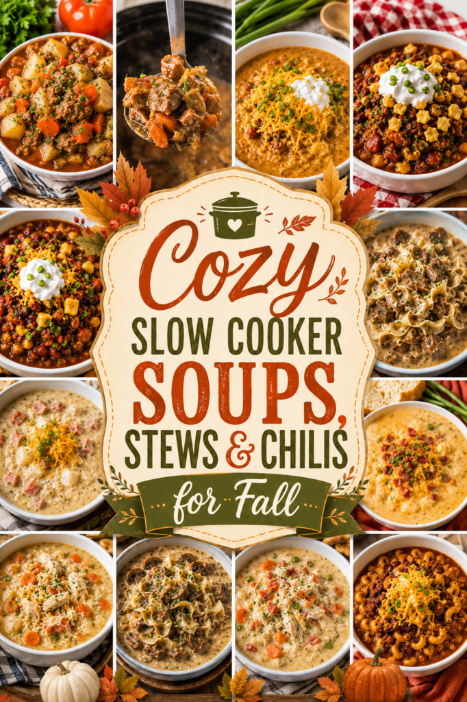 Cozy Slow Cooker Soups, Stews and Chilis