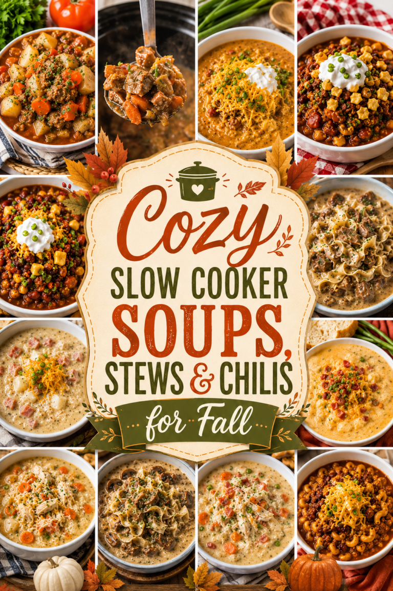 Cozy Slow Cooker Soups, Stews and Chilis