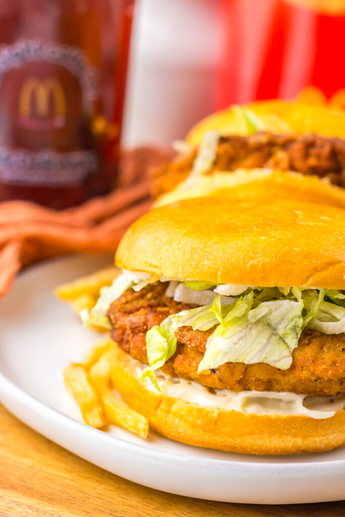 Copycat McDonald’s Hot & Spicy Chicken Sandwich with a crispy seasoned chicken patty.